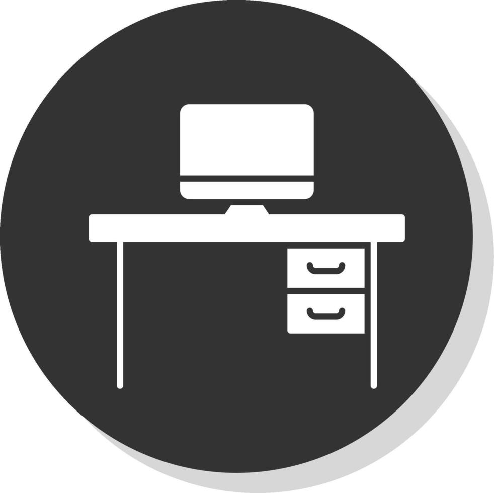 Desk Glyph Grey Circle  Icon vector