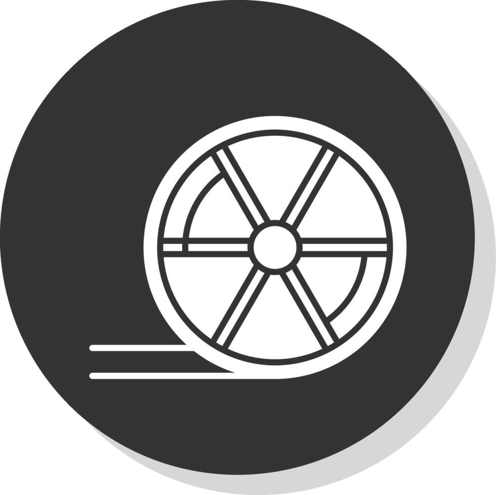 Wheel Glyph Grey Circle  Icon vector