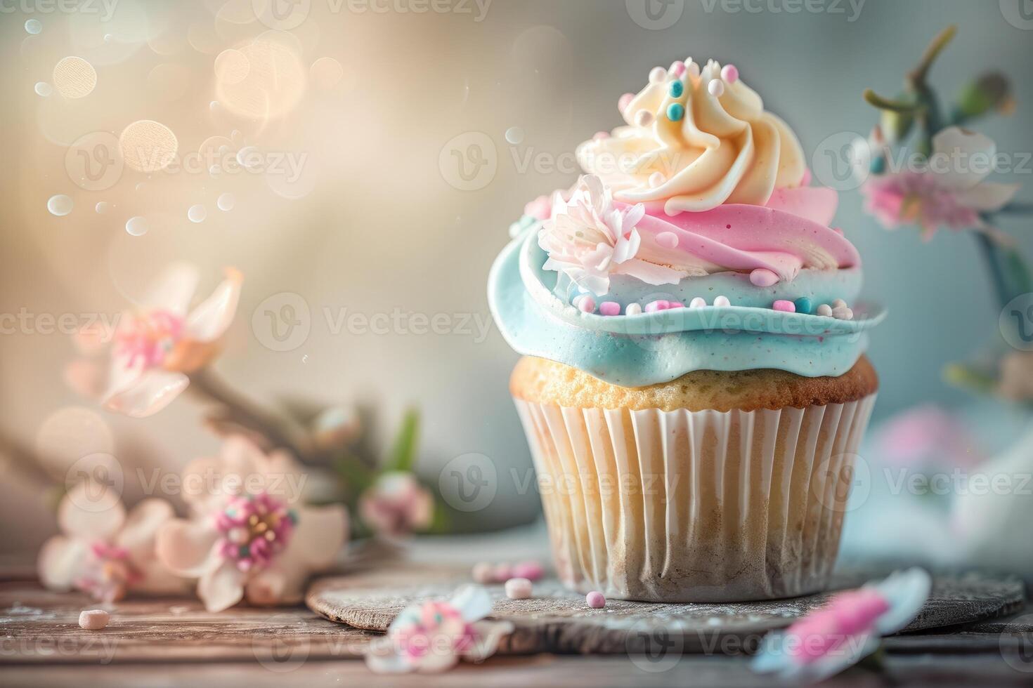 AI generated delicious cup cake photo