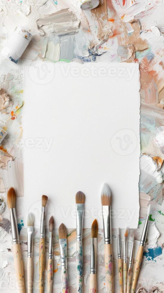 AI generated white empty paper invitation mockup photo