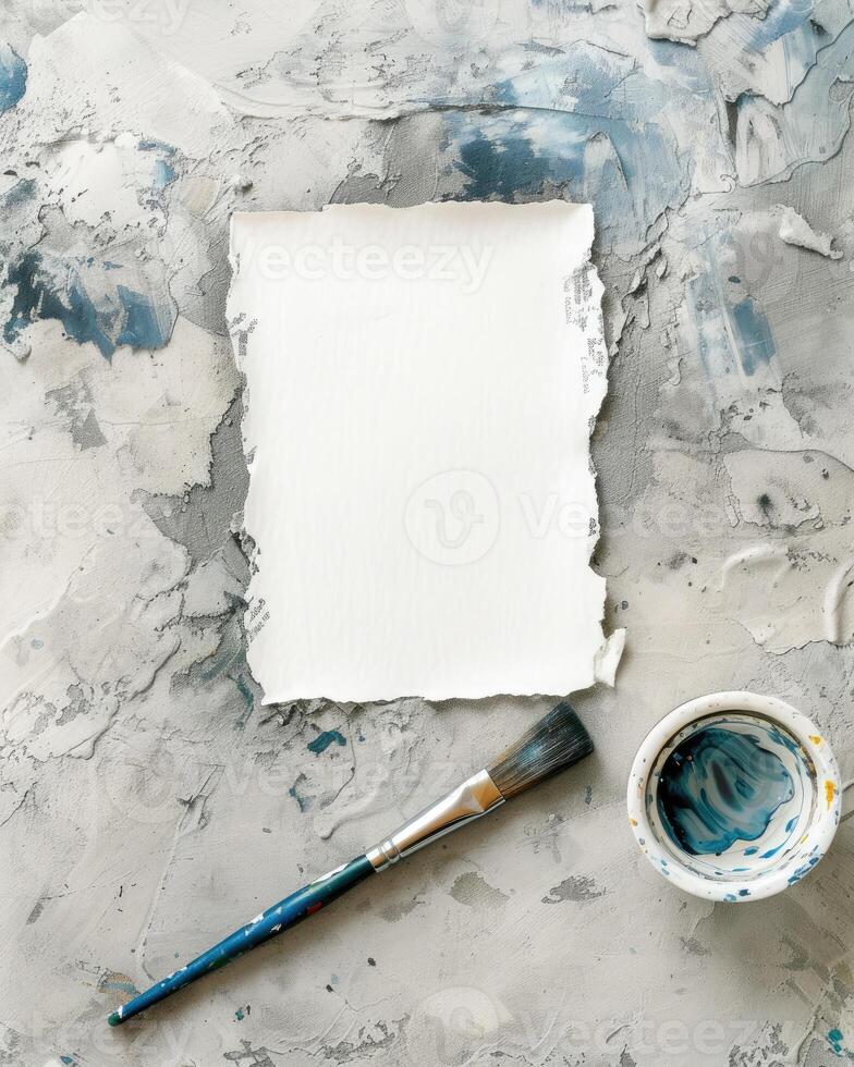 AI generated white empty paper invitation mockup photo