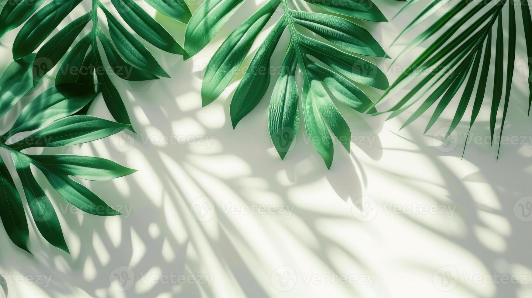 AI generated palm leaves with space on white background photo