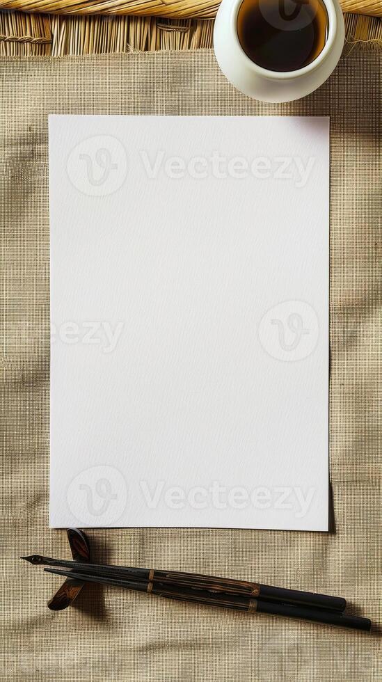 AI generated white empty paper invitation mockup photo