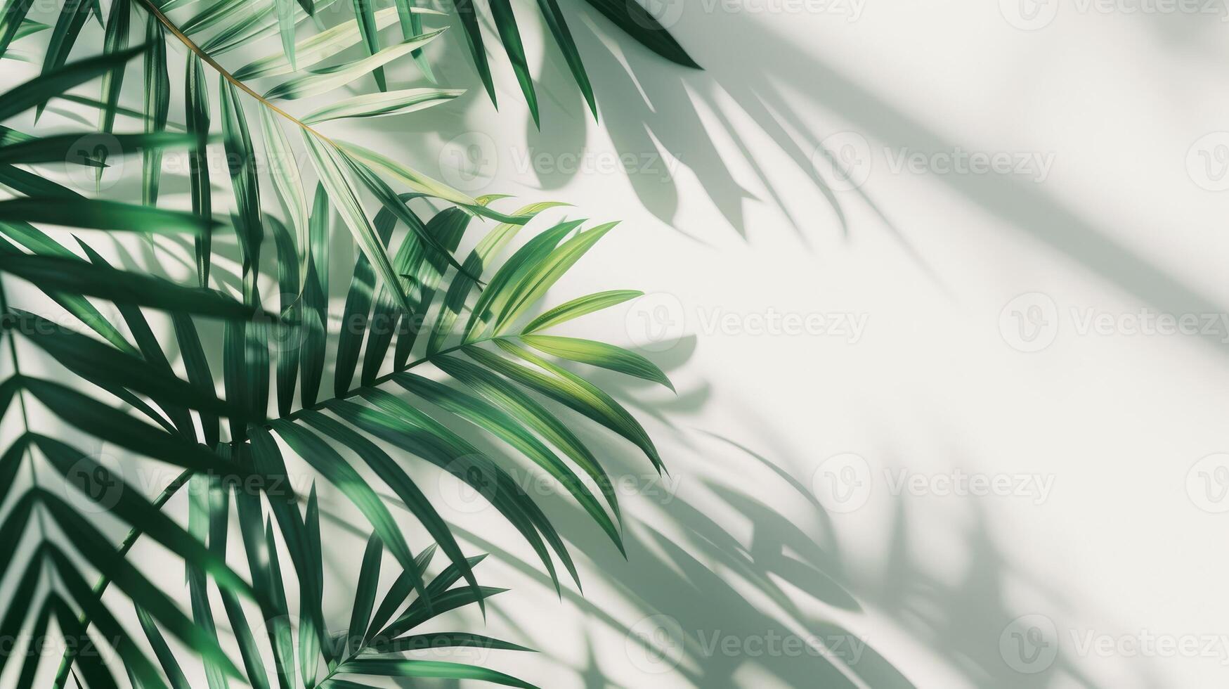 AI generated palm leaves with space on white background photo