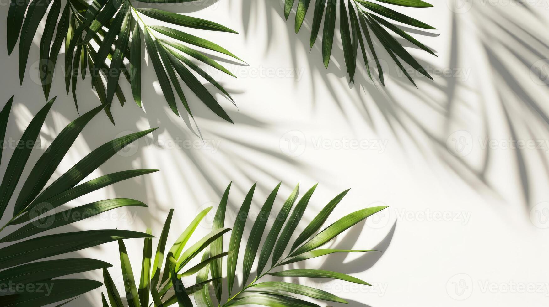 AI generated palm leaves with space on white background photo