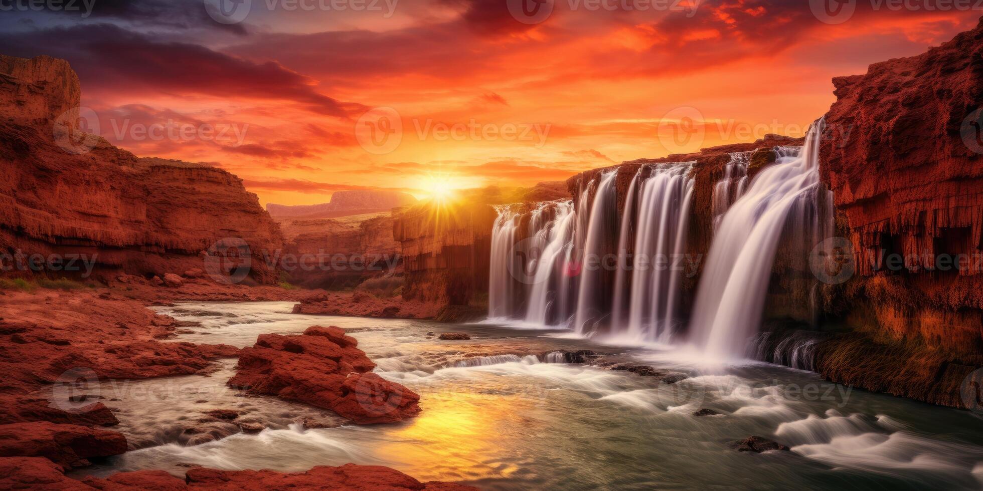 AI generated beautiful waterfalls background photo