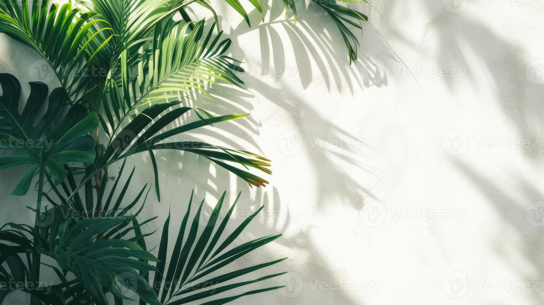 AI generated palm leaves with space on white background photo