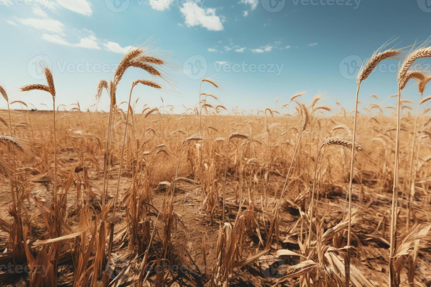 AI generated dry wheat field drought photo