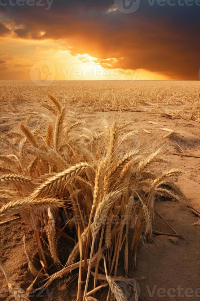 AI generated dry wheat field drought photo