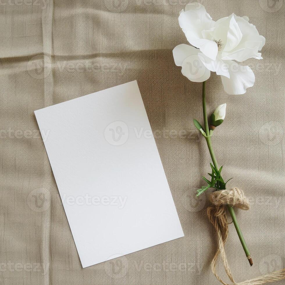 AI generated white empty paper invitation mockup photo