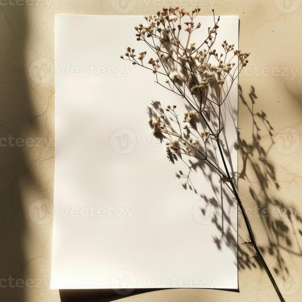 AI generated white empty paper invitation mockup photo