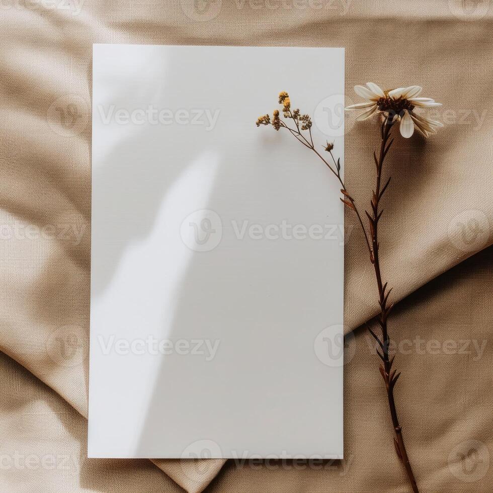 AI generated white empty paper invitation mockup photo