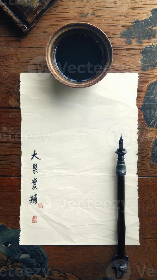 AI generated white empty paper invitation mockup photo