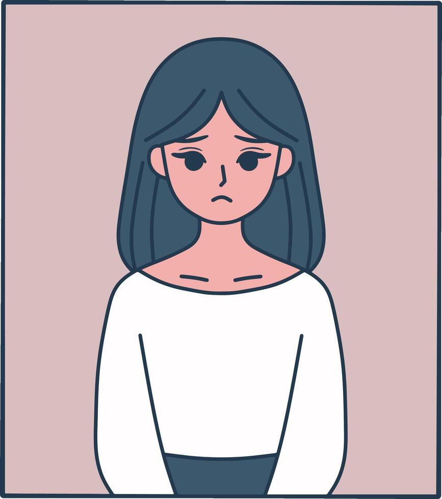 sad girl cartoon illustration vector