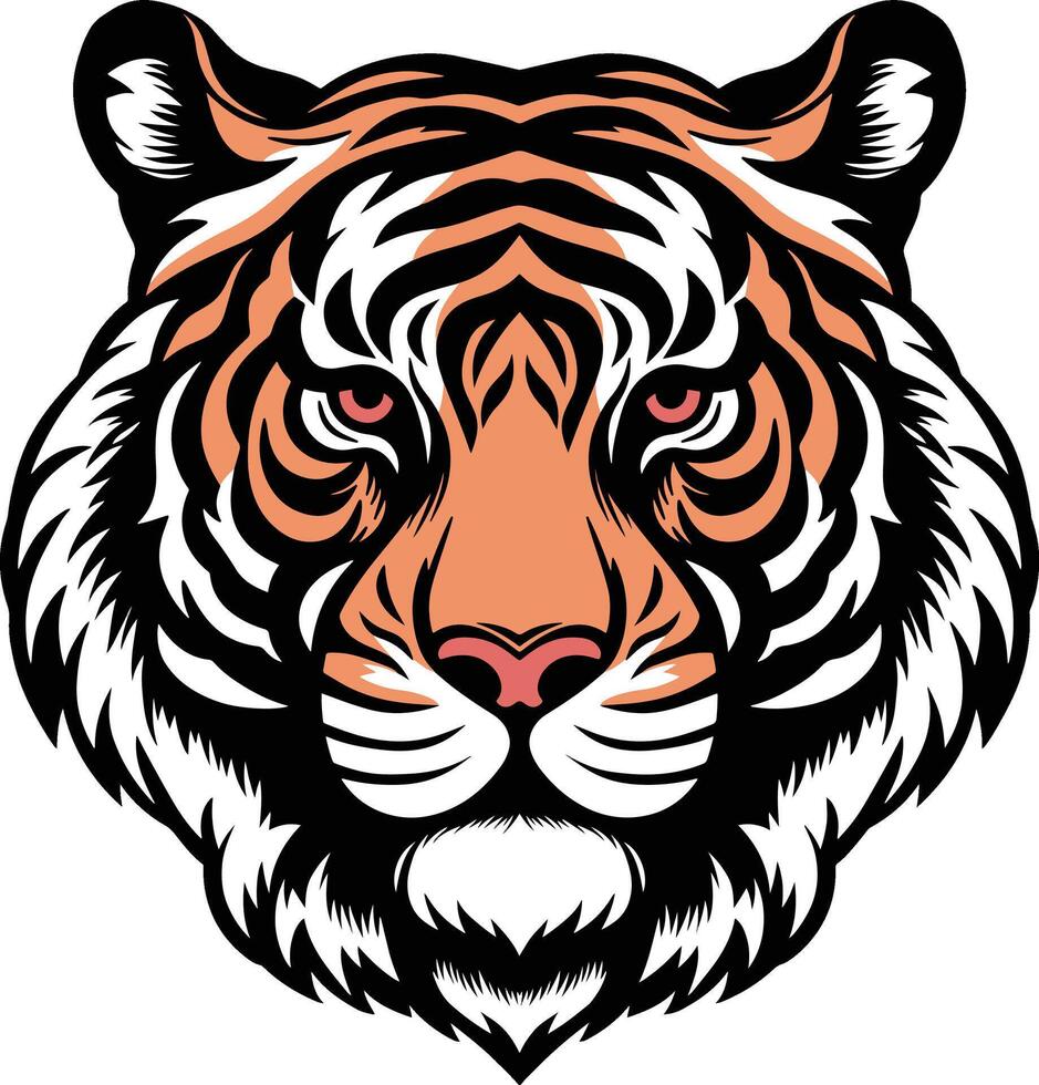 ilustración de tatuaje de cabeza de tigre vector