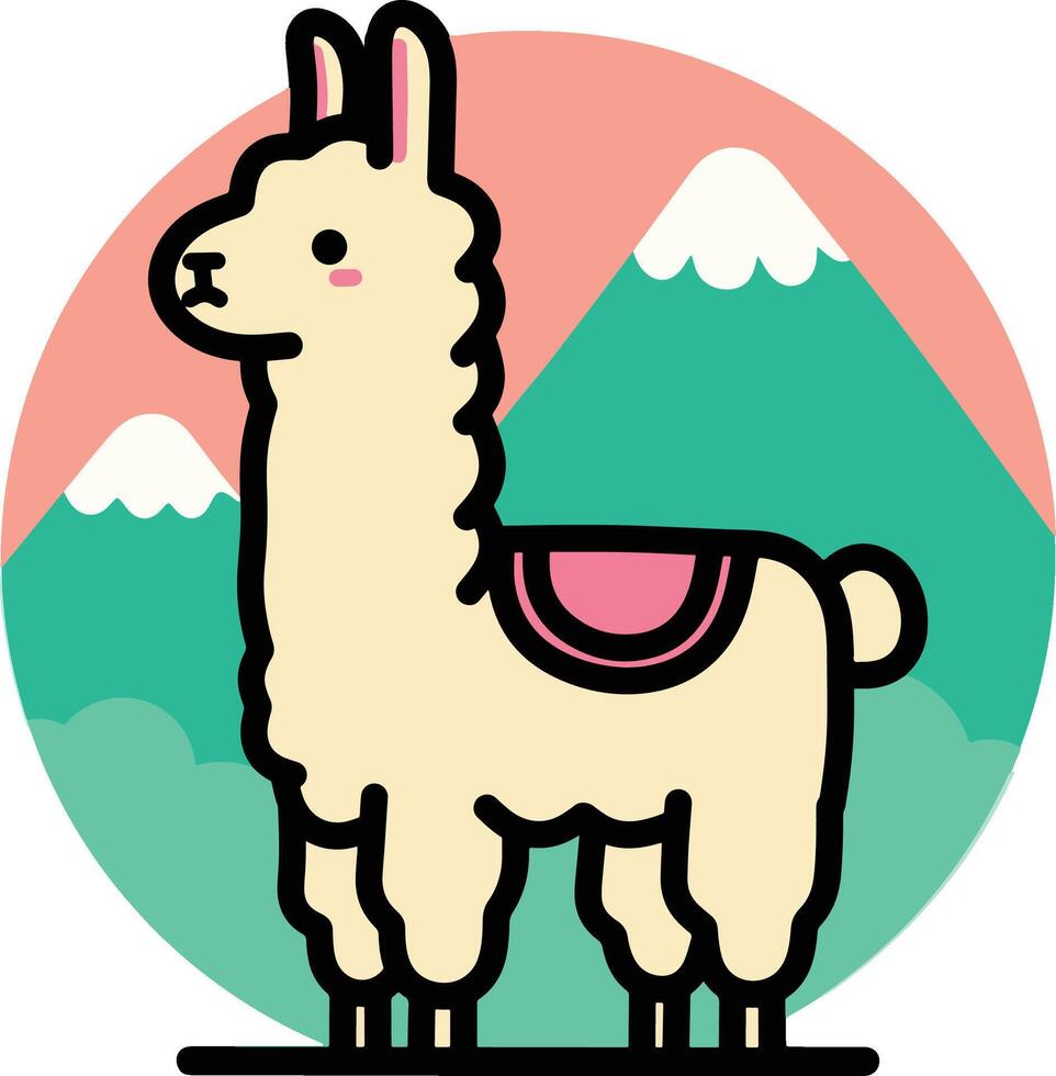 llama dibujos animados logo vector