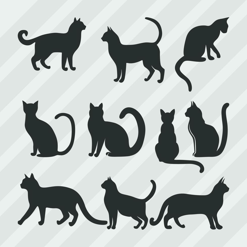 Cat Silhouette Vector Collection, Cat Symbol Set