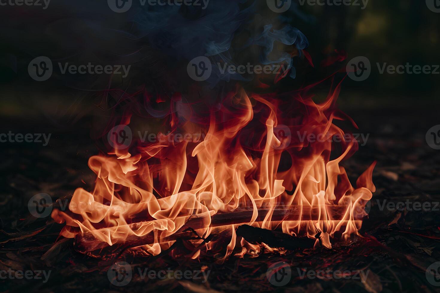 AI generated Red fire flames and black smoke create dramatic scene photo