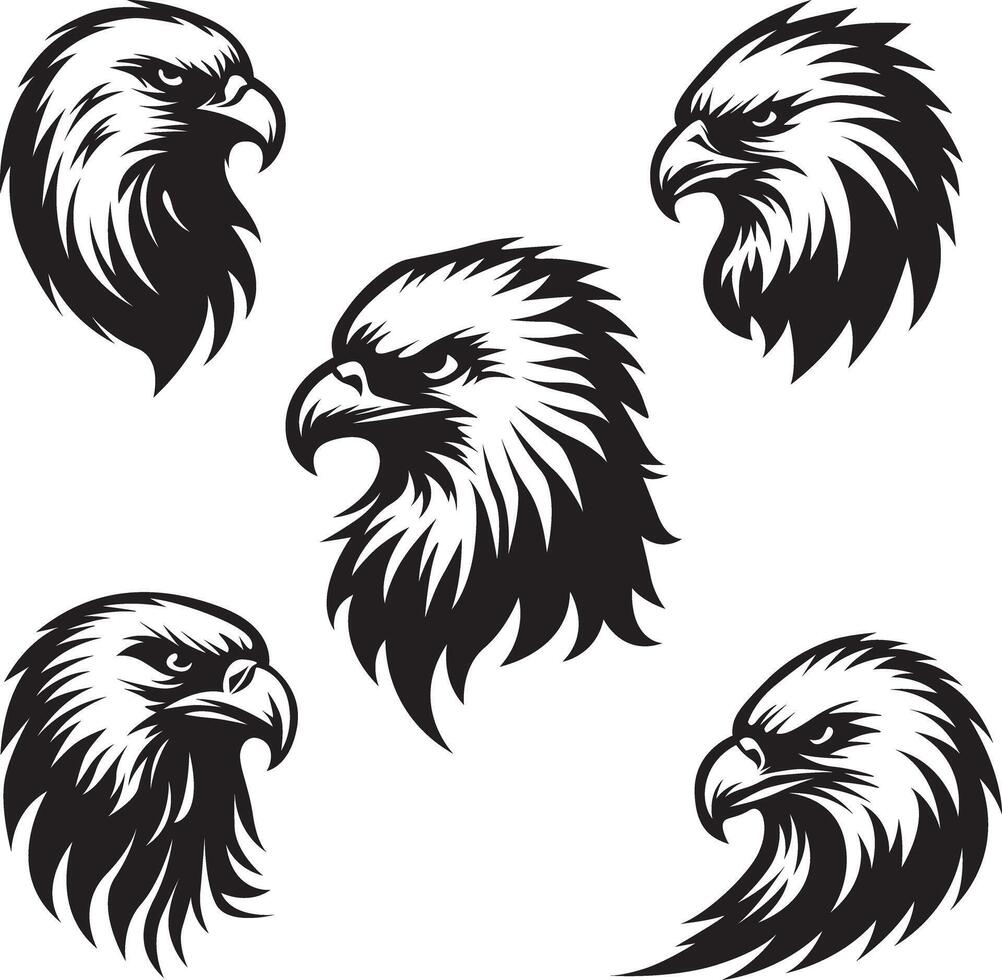 Eagle face silhouette, Eagle head Vector illustration bundle