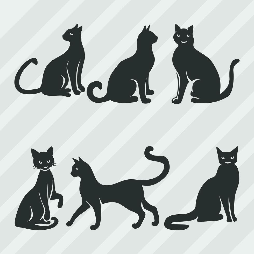 Cat Silhouette Vector Collection, Cat Symbol Set