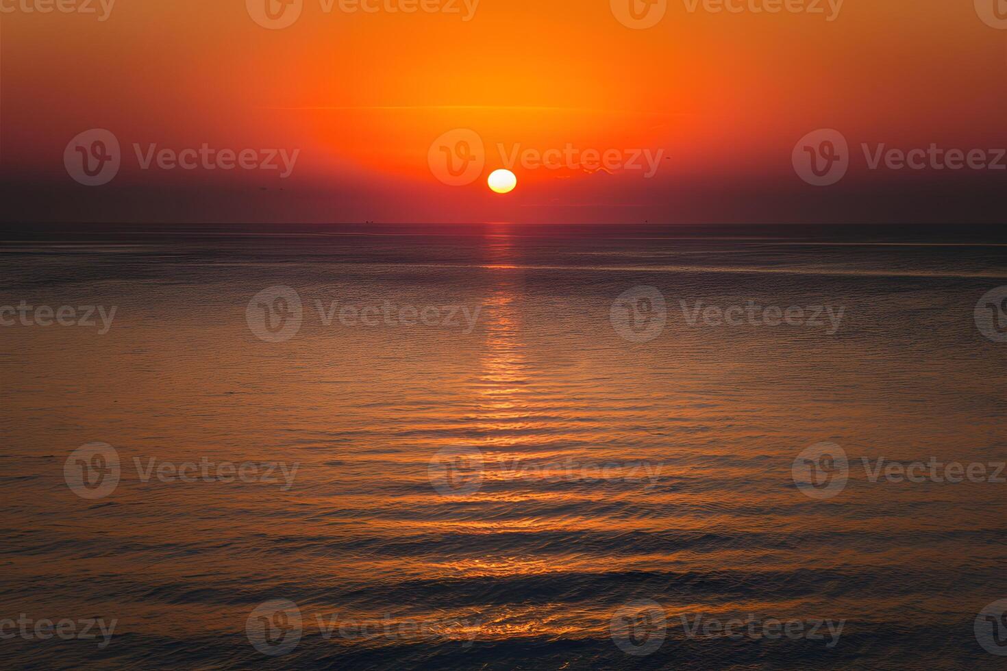 AI generated Image Aerial view captures serene sunset over calm sea photo