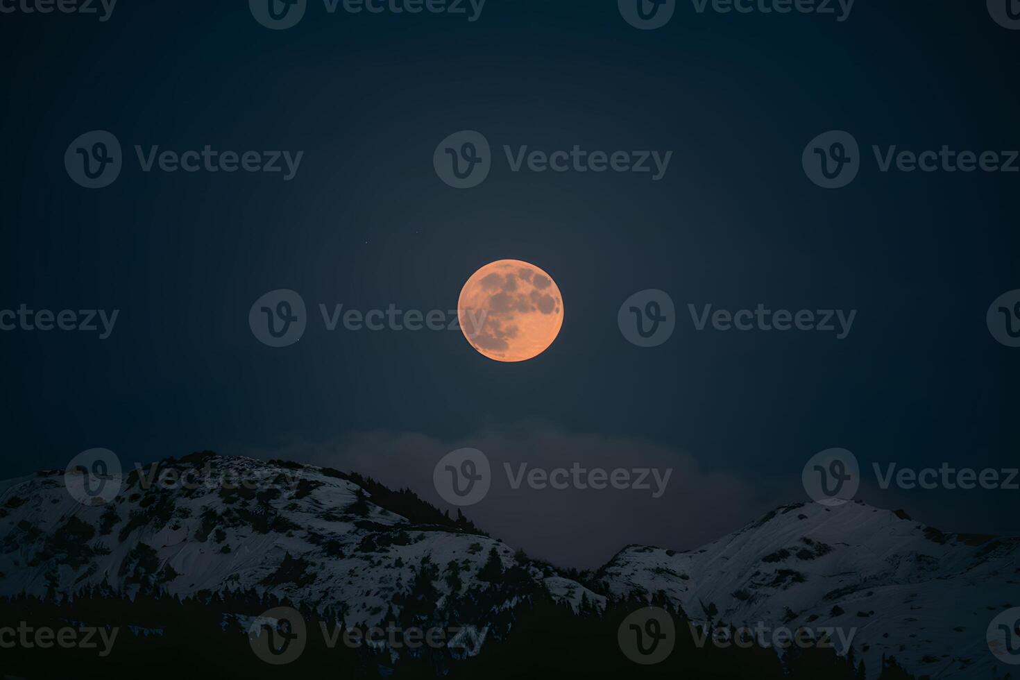 AI generated shot Full moon illuminates the night sky, shrouded in darkness photo