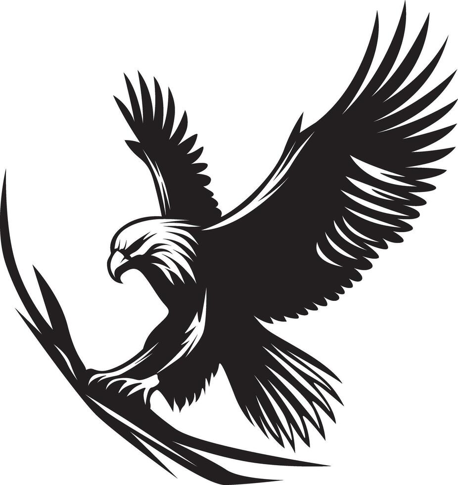 Eagle sitting on tree branch, Eagle Vector illustration