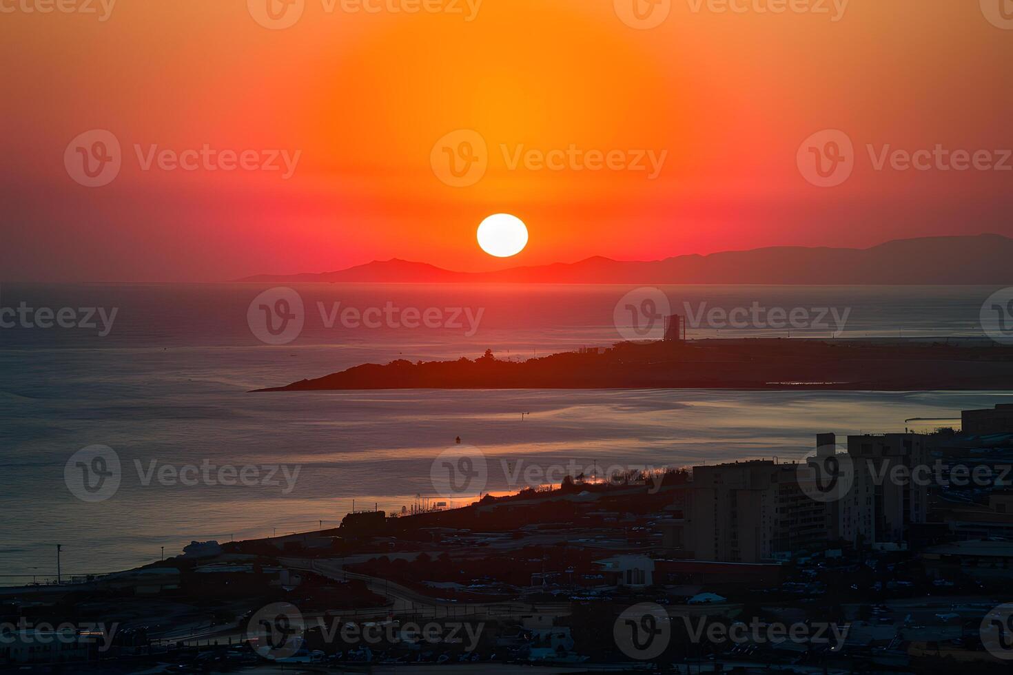 ai generado amanecer ilumina aqaba Golfo desde maravilloso Eilat ventaja punto foto