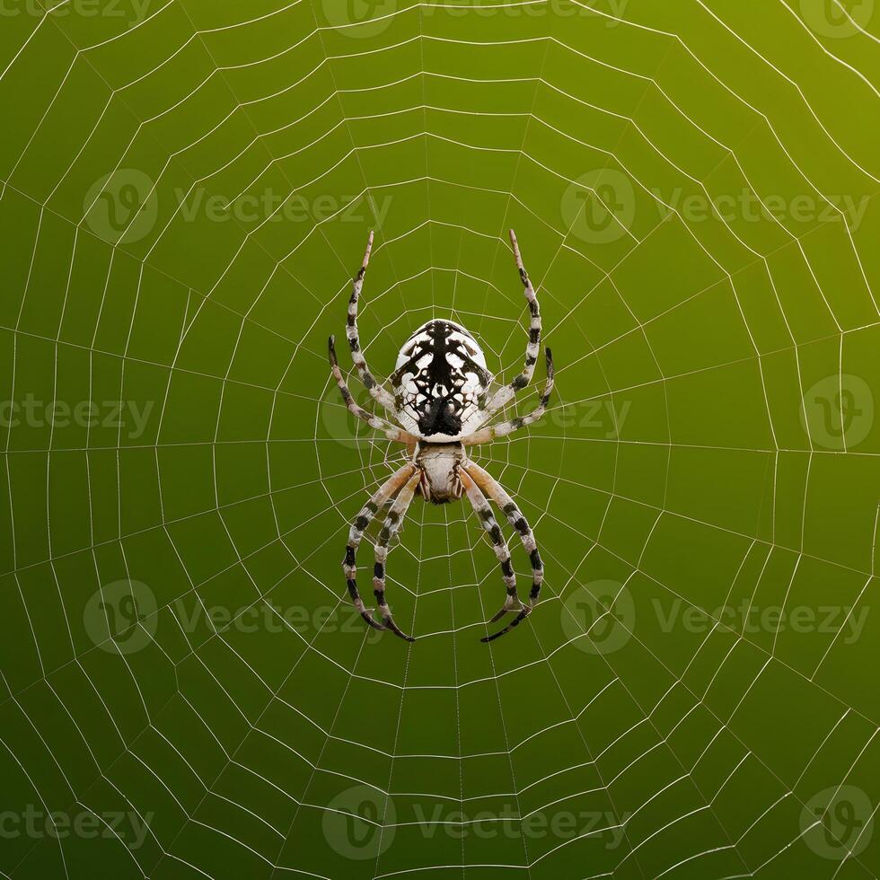 AI generated Spider web on green background captures high quality image For Social Media Post Size photo