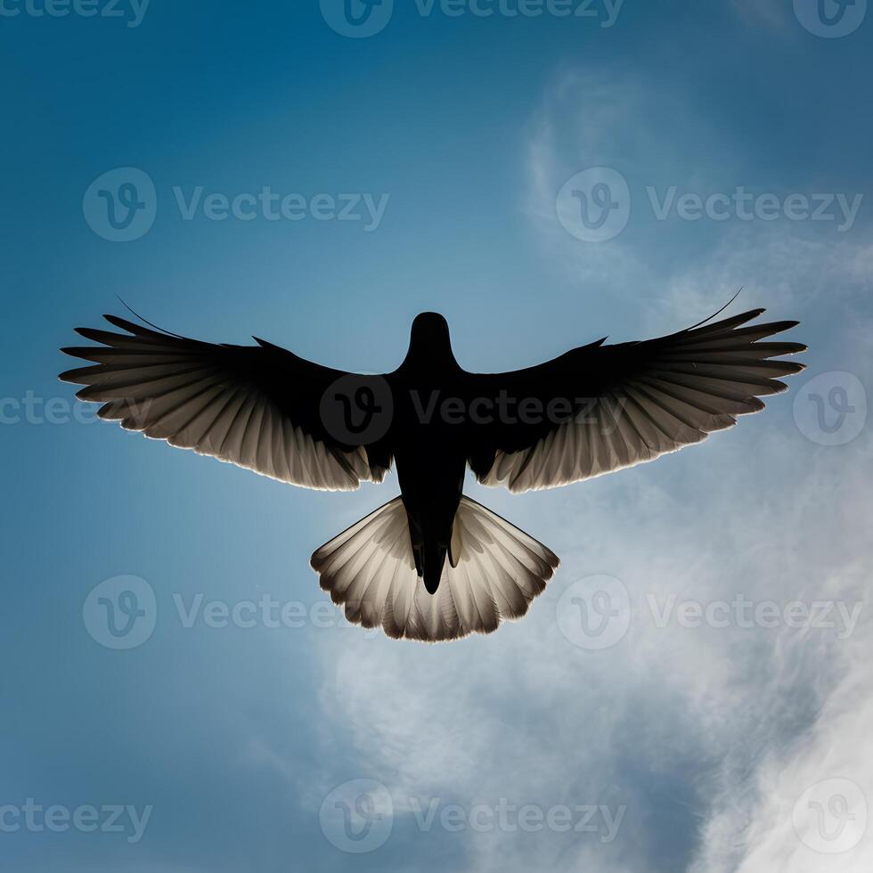 AI generated Silhouette of bird flight details captured against sky For Social Media Post Size photo