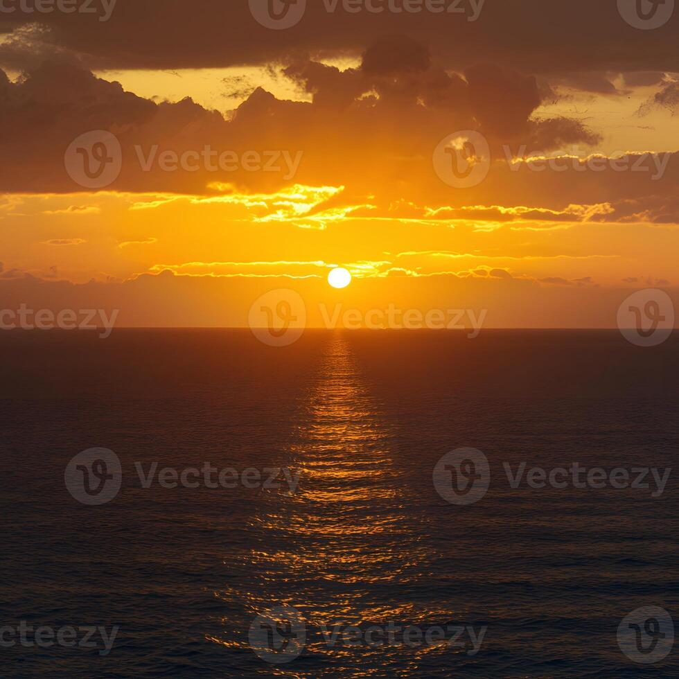 ai generado publicar aéreo ver de dorado puesta de sol cielo terminado el mar para social medios de comunicación enviar Talla foto