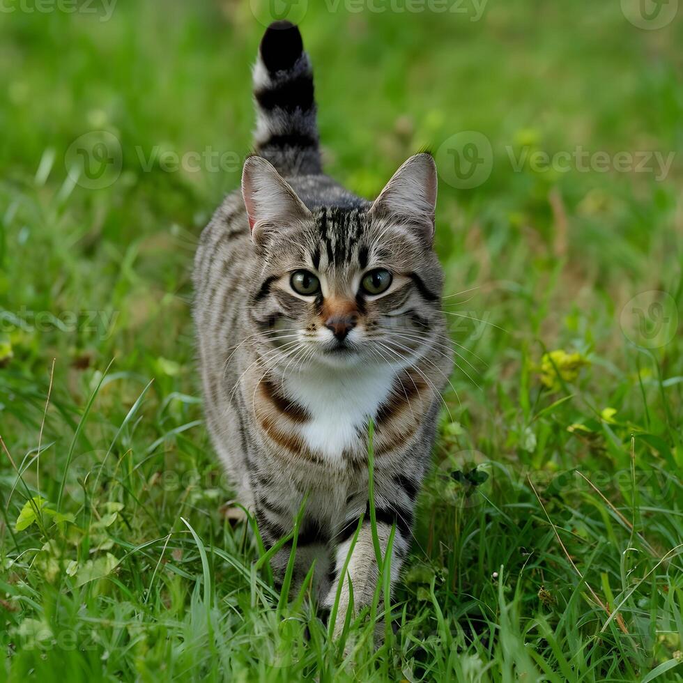 ai generado no domesticado gato deambula herboso desierto, encarnando natural belleza y libertad para social medios de comunicación enviar Talla foto