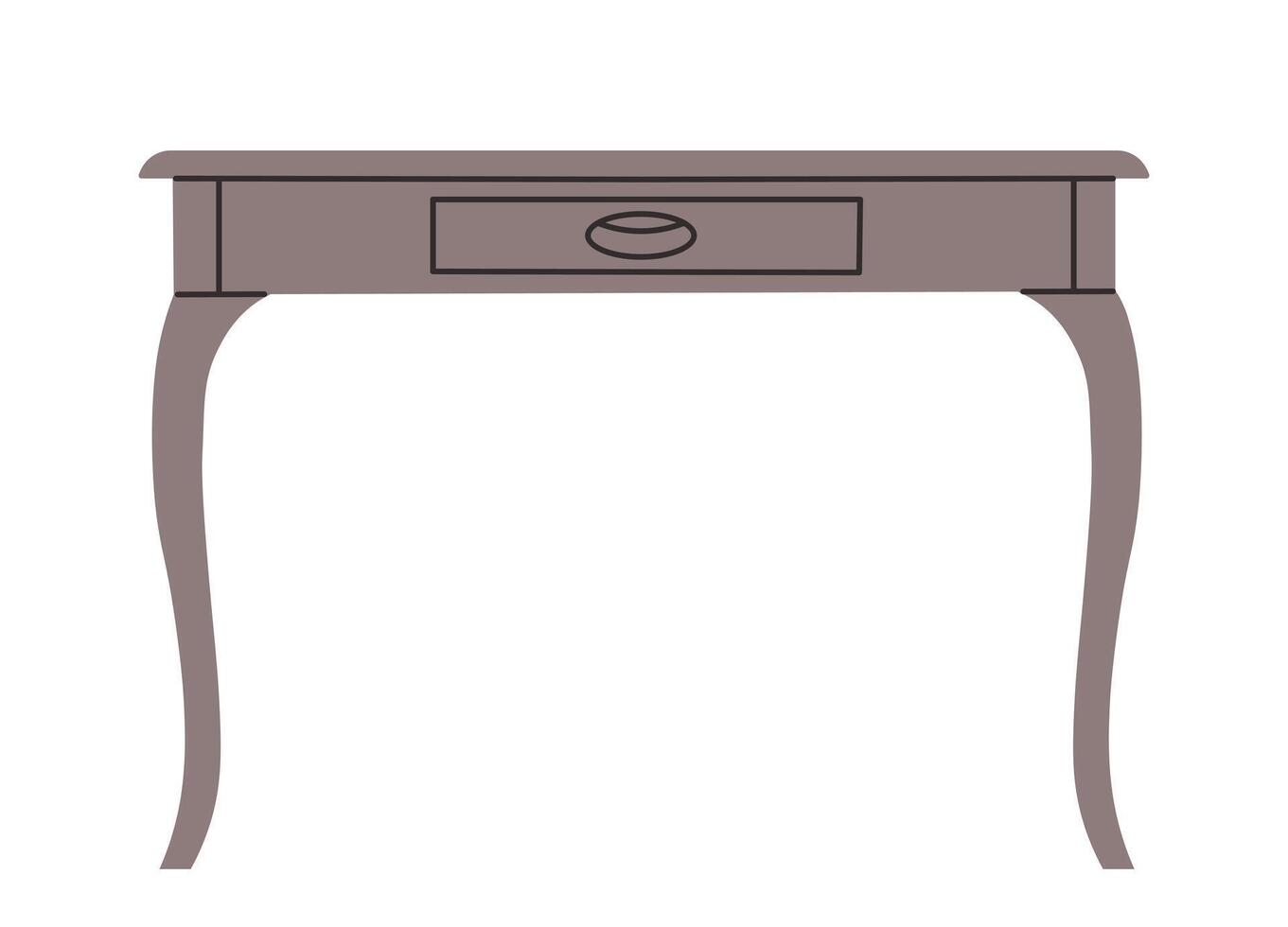 Image of writing desk with drawer, isolated vector