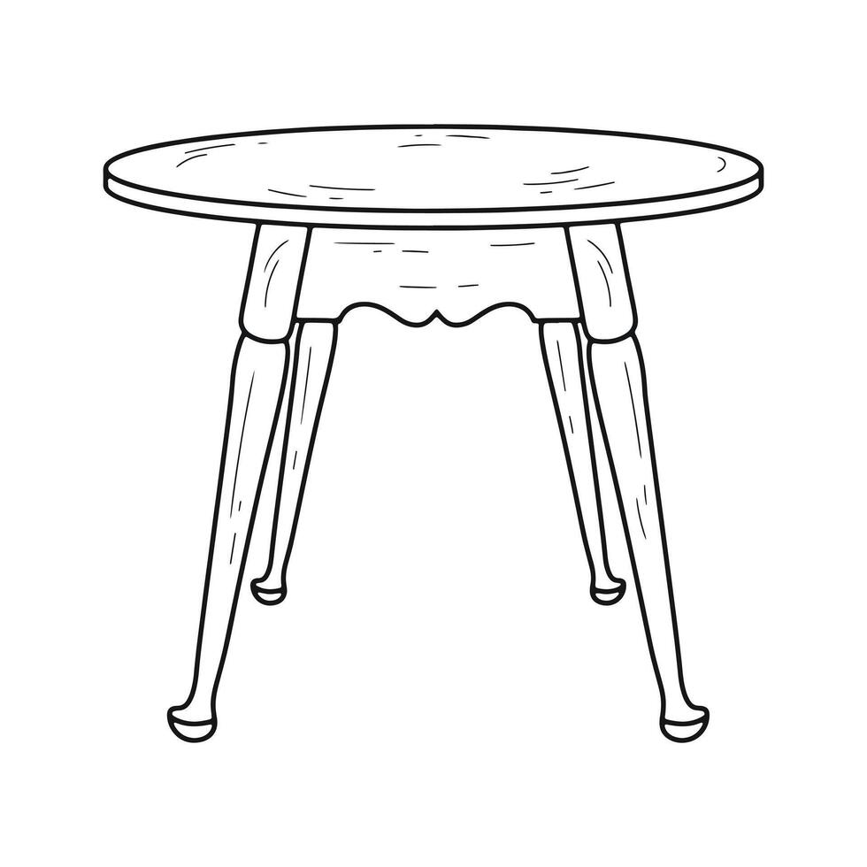 Round side table sketch, isolated vector