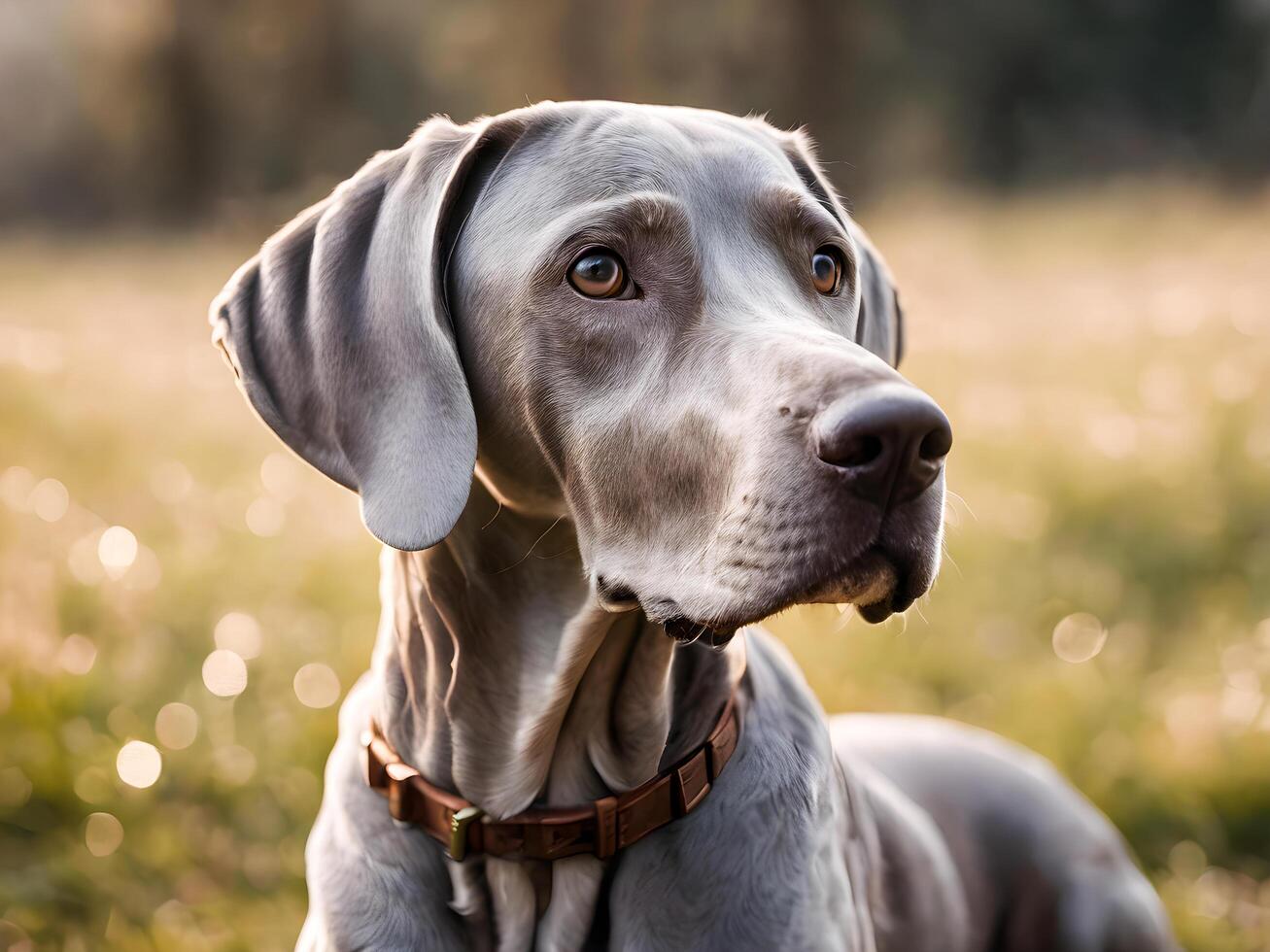 ai generado retrato de un hermosa Weimaraner perro en el naturaleza foto