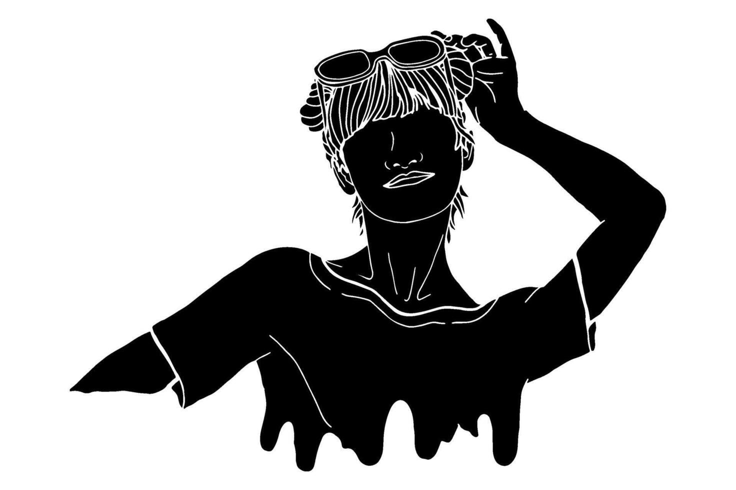 Summer Theme Woman Wearing Sunglasses Silhouette Vector