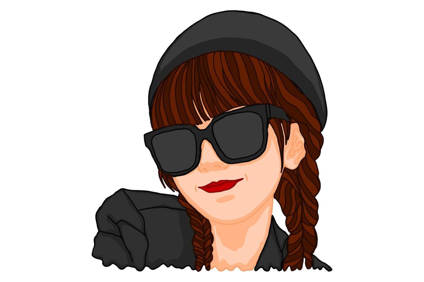 Summer Theme Woman Wearing Sunglasses Vector