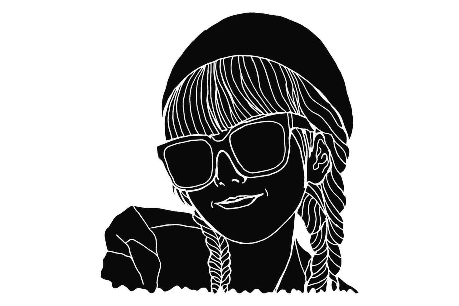 Summer Theme Woman Wearing Sunglasses Silhouette Vector