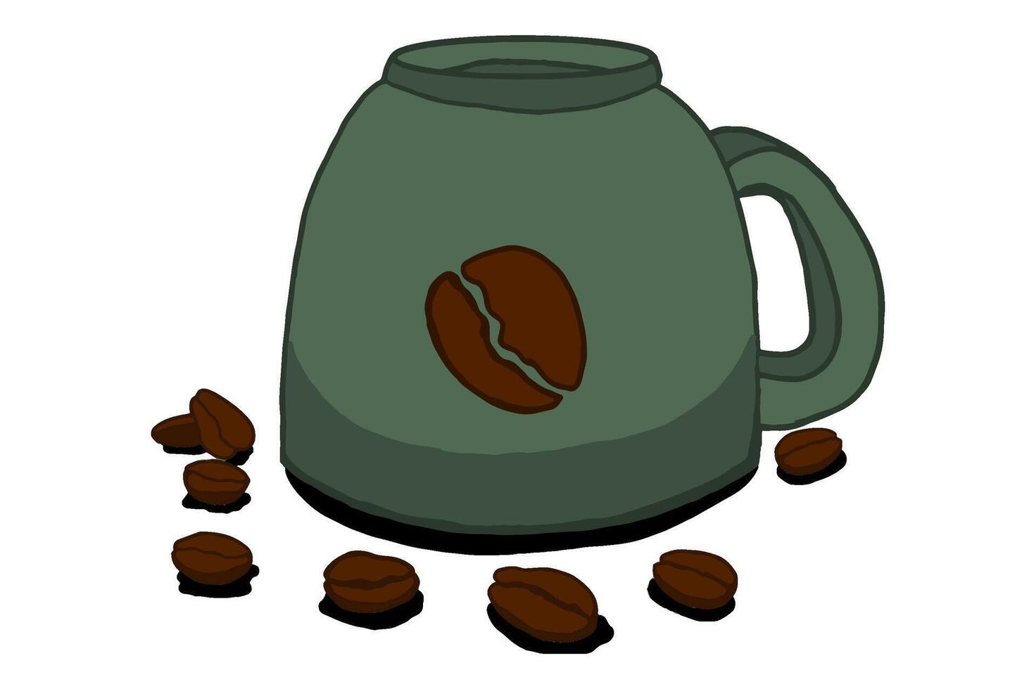 A Cup and Coffee Bean Vector
