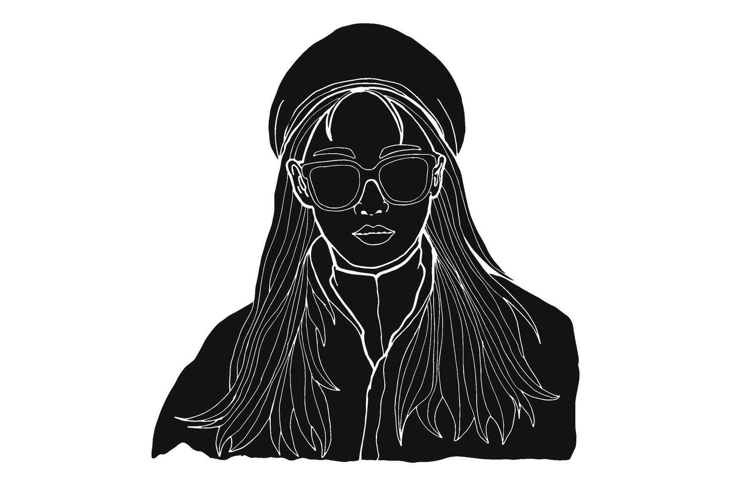 Summer Theme Woman Wearing Sunglasses Silhouette Vector