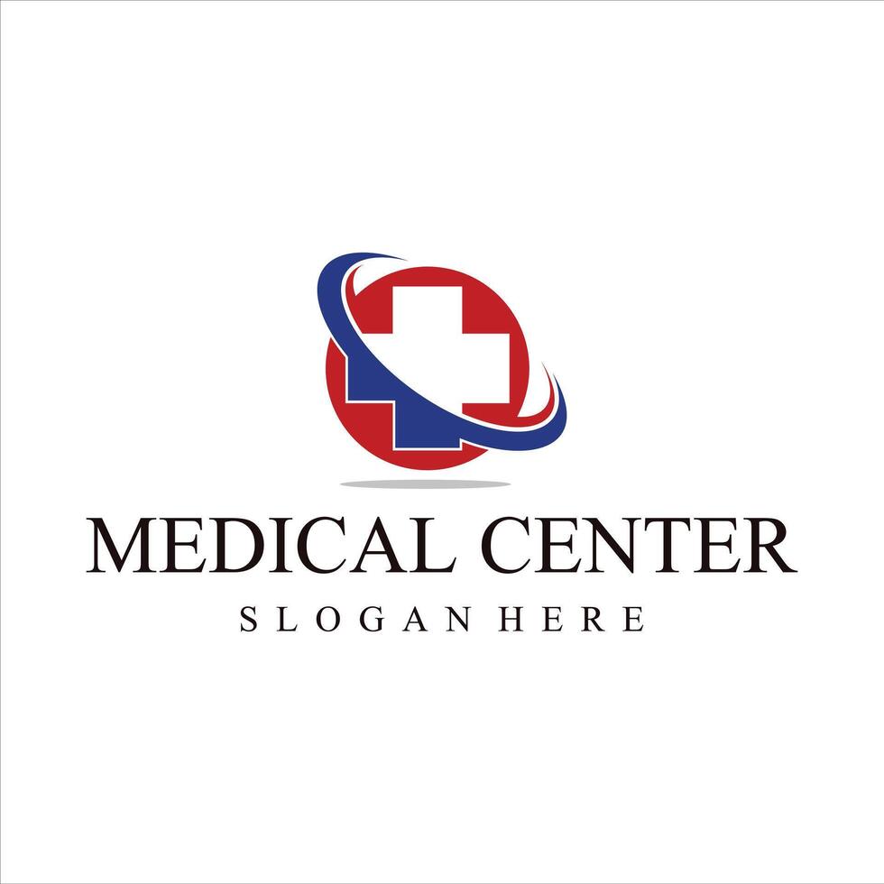 cuidado de la salud médico centrar logo diseño vector