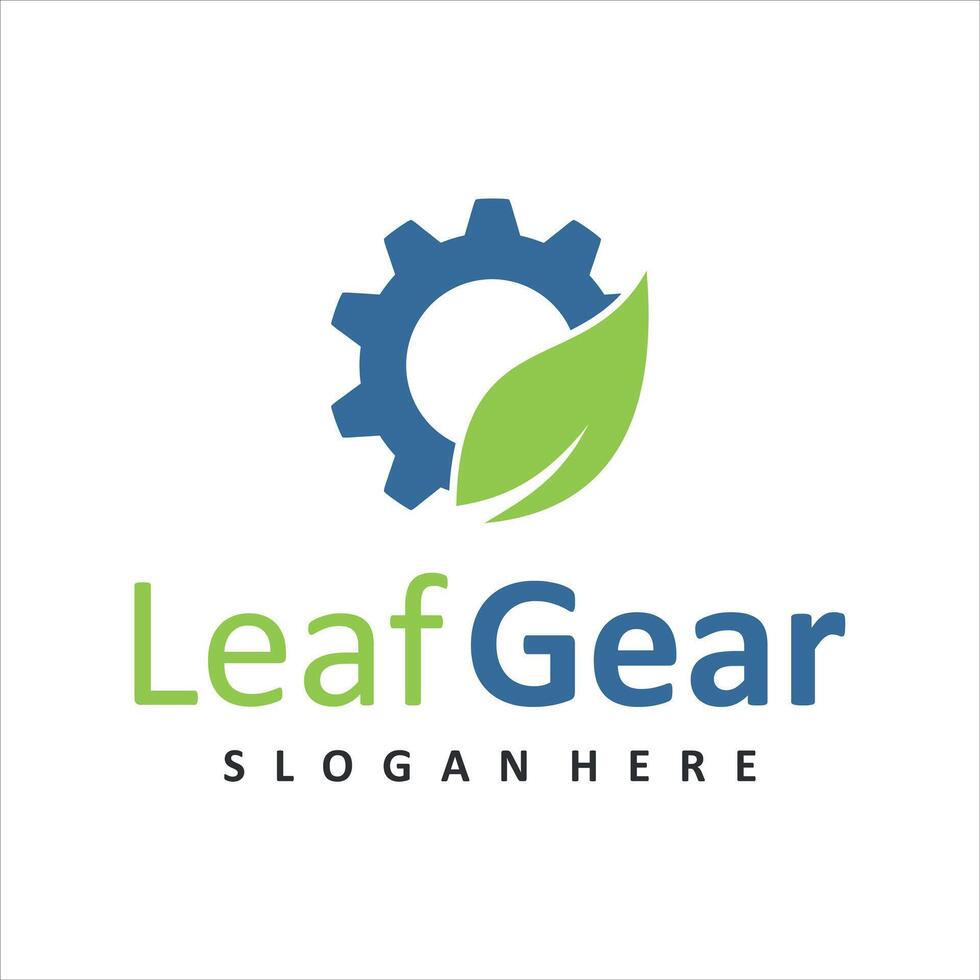 leaf with gear logo design vector