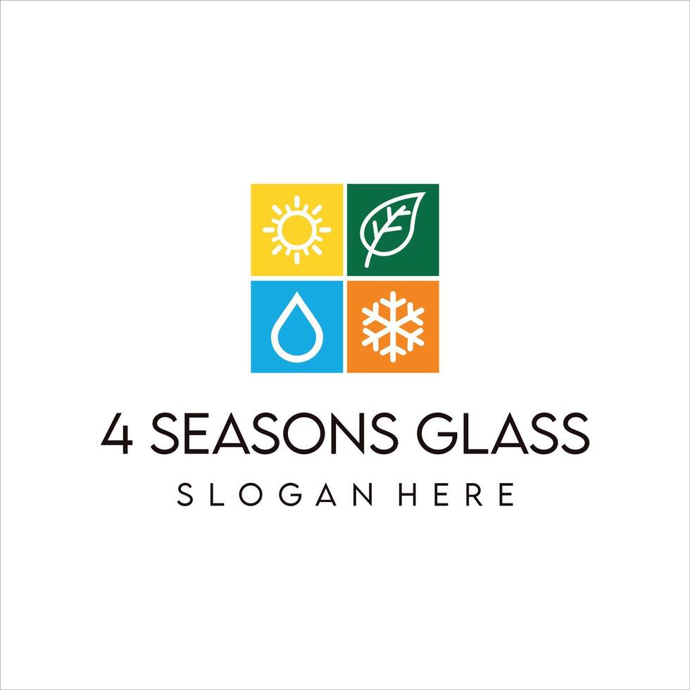 four seasons glass logo design vector