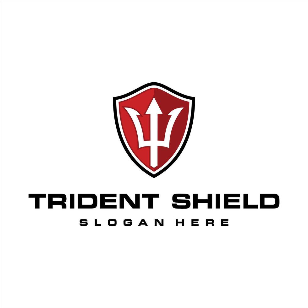 trident shield logo design icon template vector