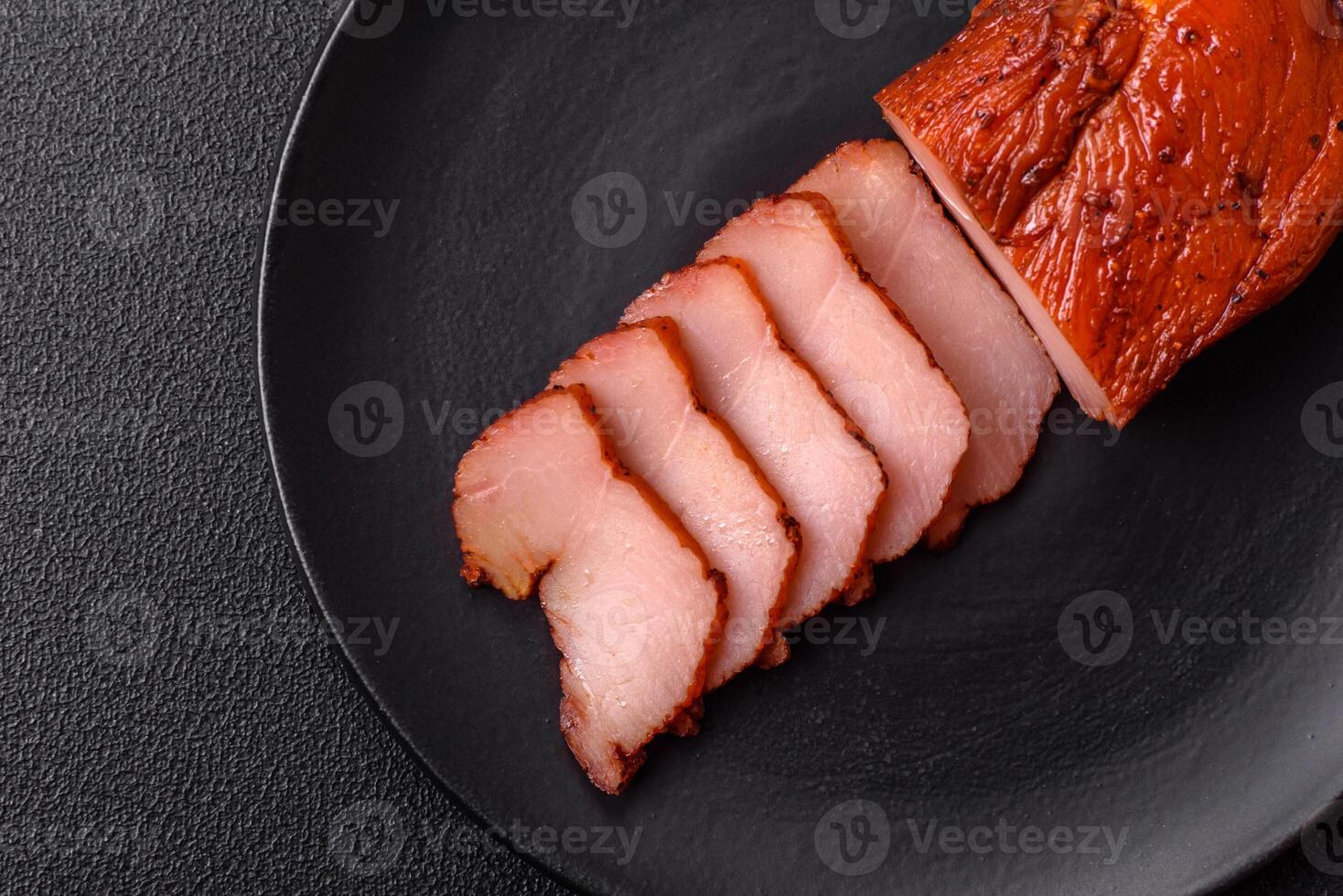 Delicious smoked meat chicken breast with salt, spices and herbs photo