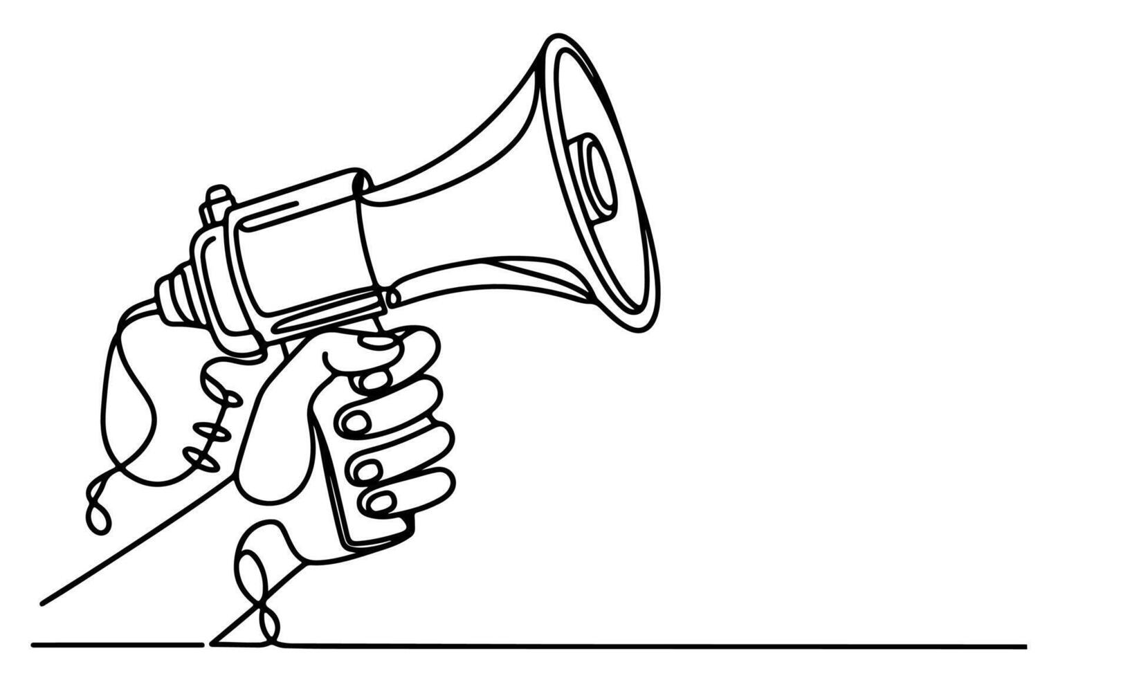 AI generated One continuous line drawing of hand holding a megaphone outline doodle vector illustration on white background