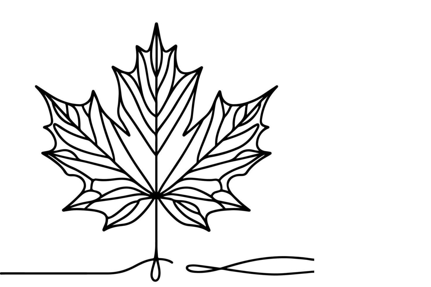 AI generated Continuous one black line drawing maple leaf icon outline doodle vector illustration