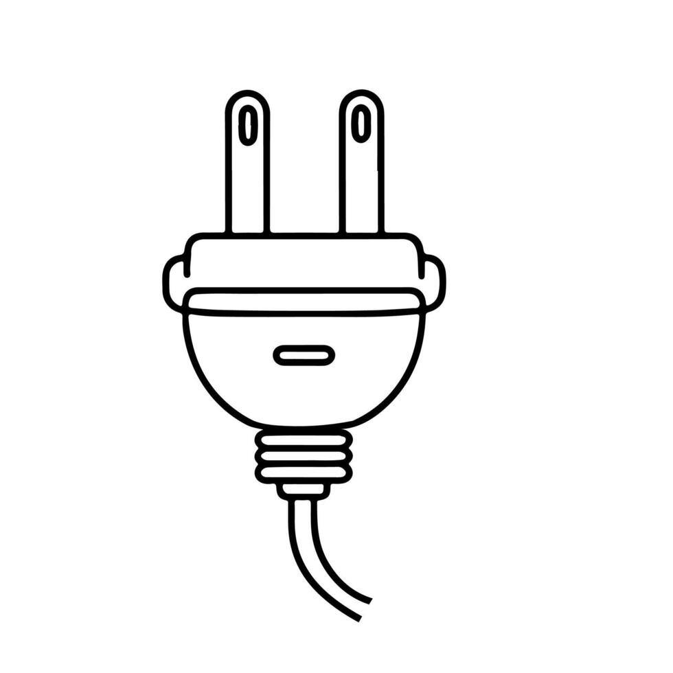 AI generated Continuous one line drawing Electric plug and Electricity light sign icon outline doodle vector illustration on white background