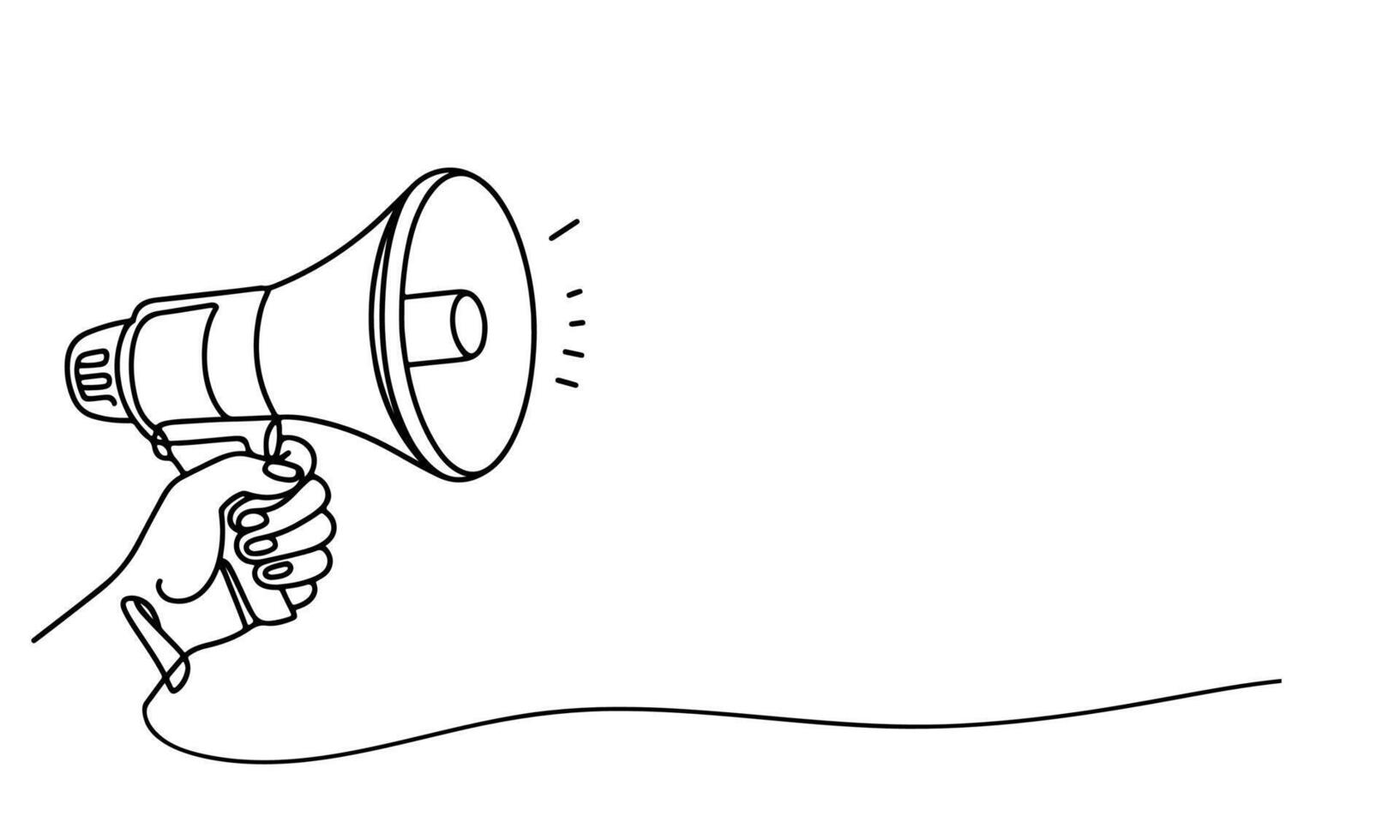 AI generated One continuous line drawing of hand holding a megaphone outline doodle vector illustration on white background