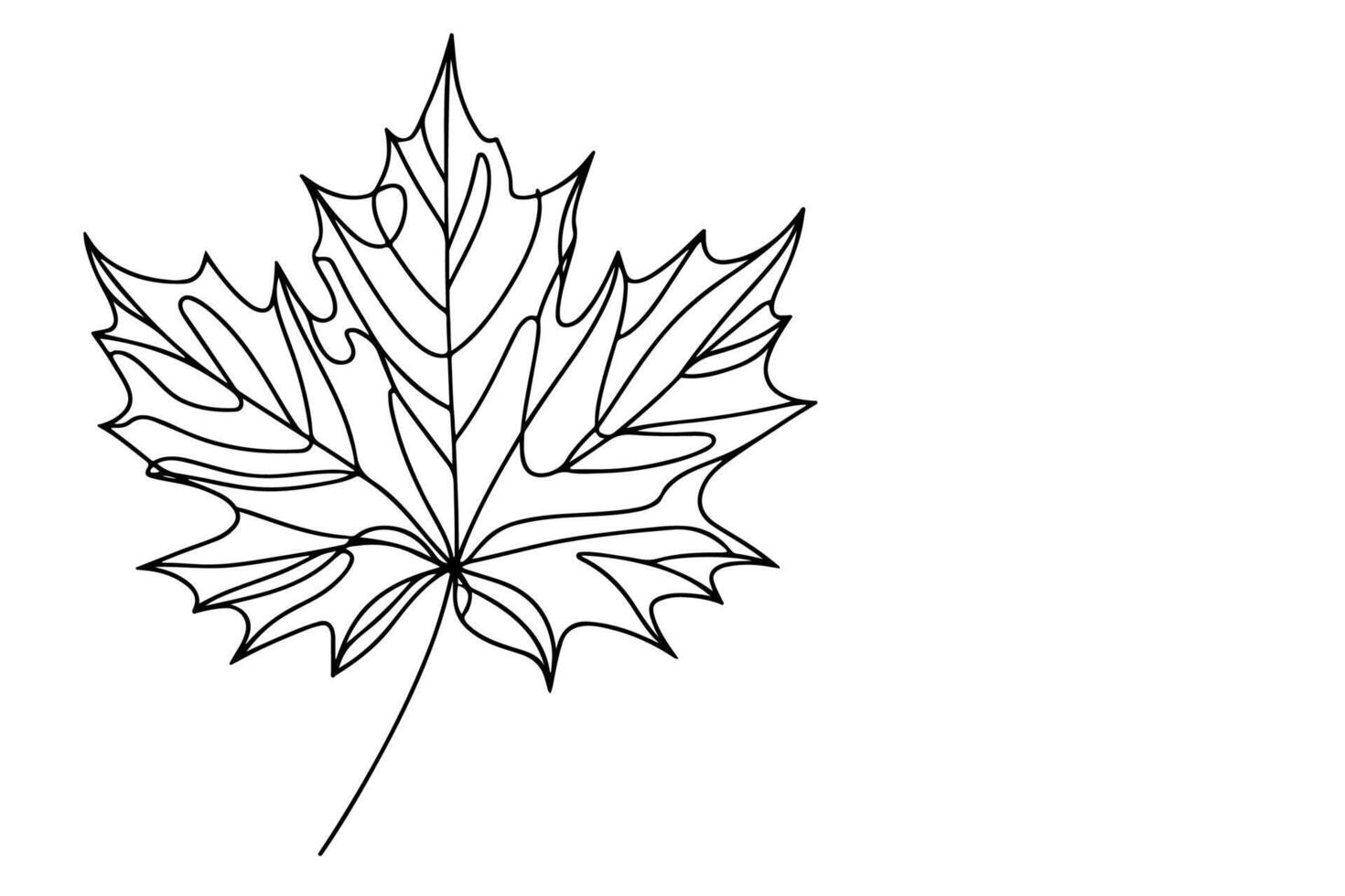 AI generated Continuous one black line drawing maple leaf icon outline doodle vector illustration